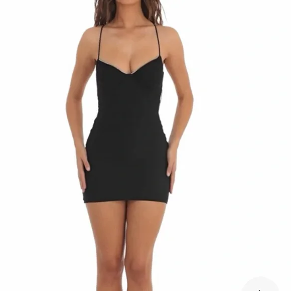 Lucy in the Sky | Dresses | Lucy In The Sky Sallie Mesh Rhinestone Open  Back Dress In Black | Poshmark